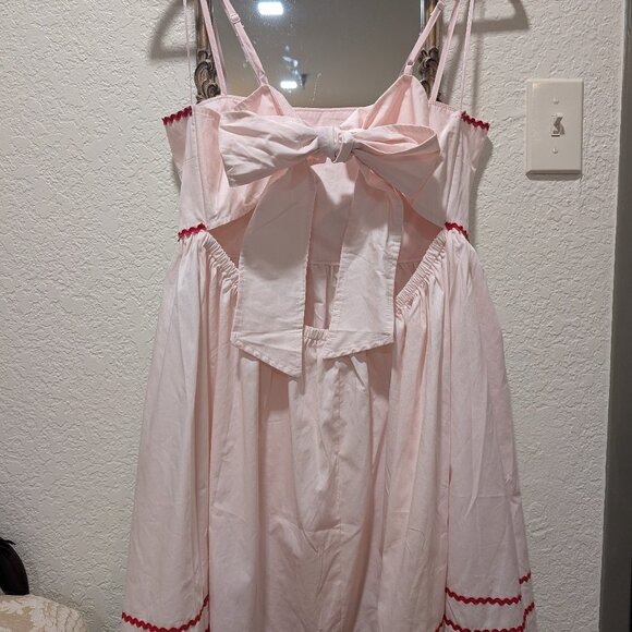 Francesca's Kelly Bow Back Ric Rac Pattern Mini Dress - Picture 9 of 11